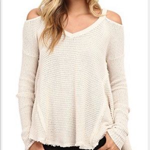 Free People Moonshine V Neck Waffle Knit Sweater